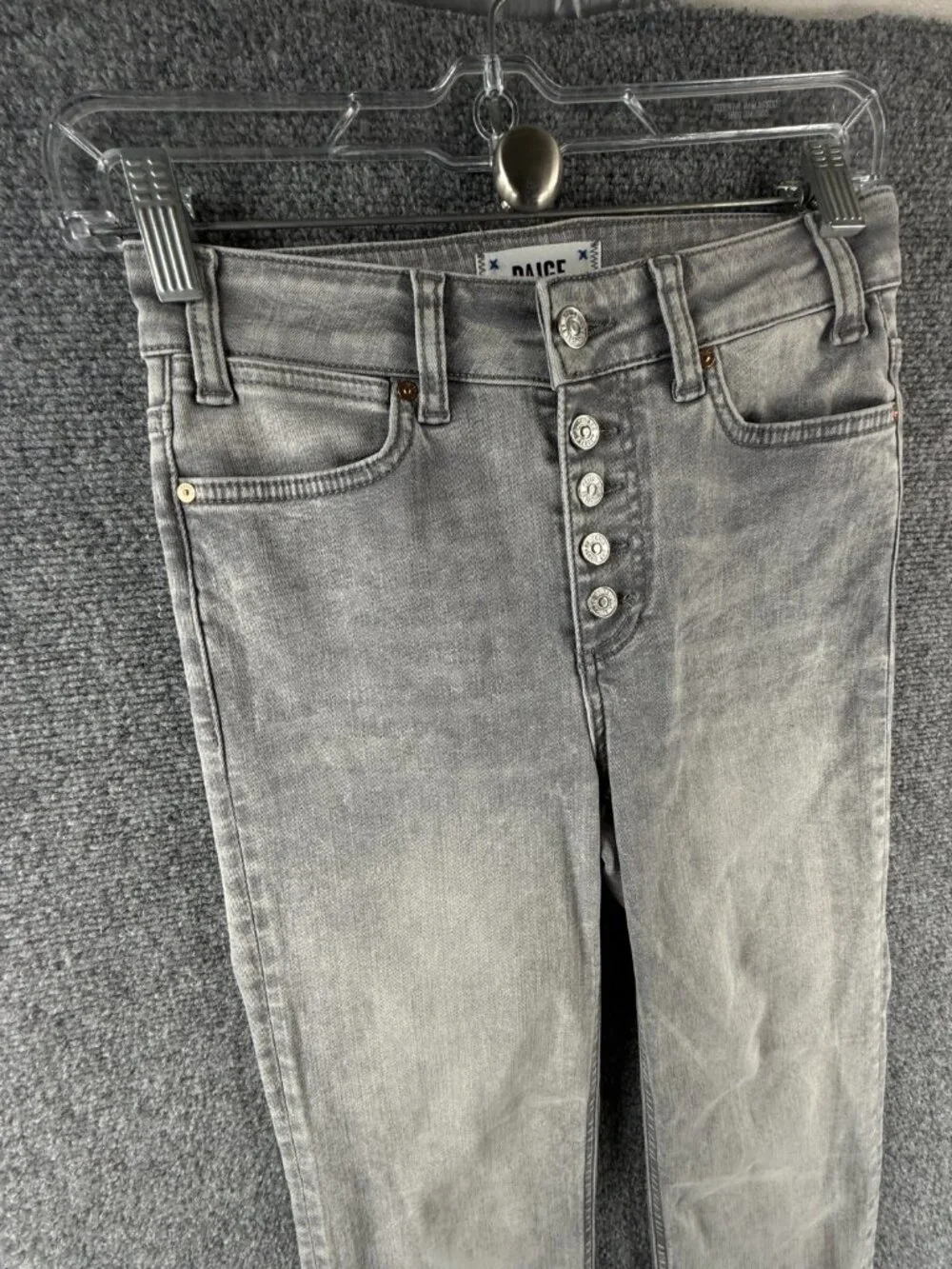 Paige Cindy Crop 24 Denim Gray Jeans Cotton Blend Soft Faded Asphalt ACTL 24X26